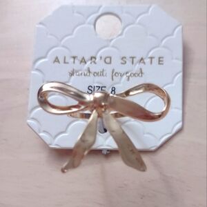 Altar'D State Ribbon Bow Gold Chrome Finish Ring Y2K Bling